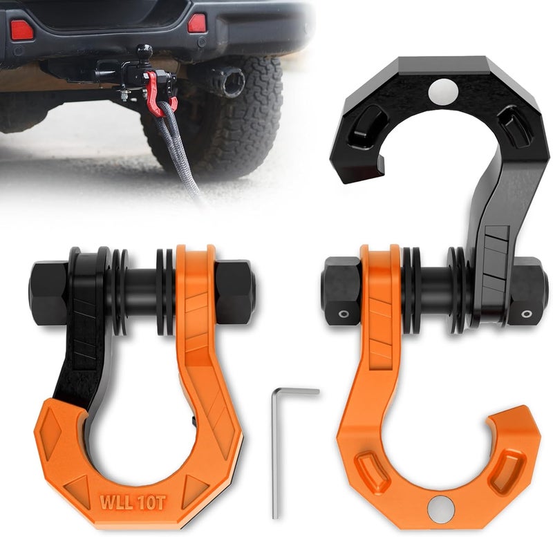 AMBULL 3/4" D Ring Separate Shackles, 52,910lbs Break Strength Easy Open Towing Winch Shackles, Heavy Duty Shackles with 7/8" Screw Pin for Tow Strap Winch Off Road Vehicle Recovery (BlackOrange) - Image 1